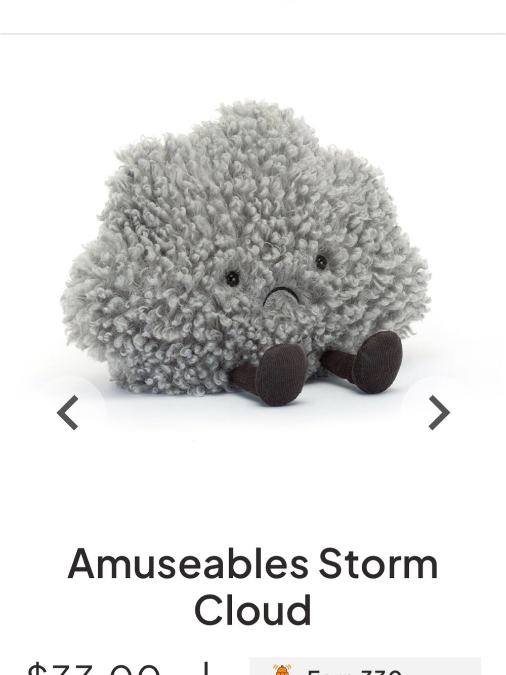 Jellycat Amuseables Storm Cloud Plush - Gray
